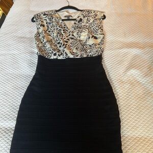 Elegant Black and Animal Print Dress